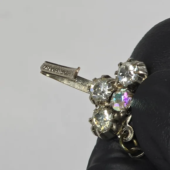 Vintage AB Necklace Triple Strand Austrian Crystals Adjustable Length Aurora - Picture 5 of 7